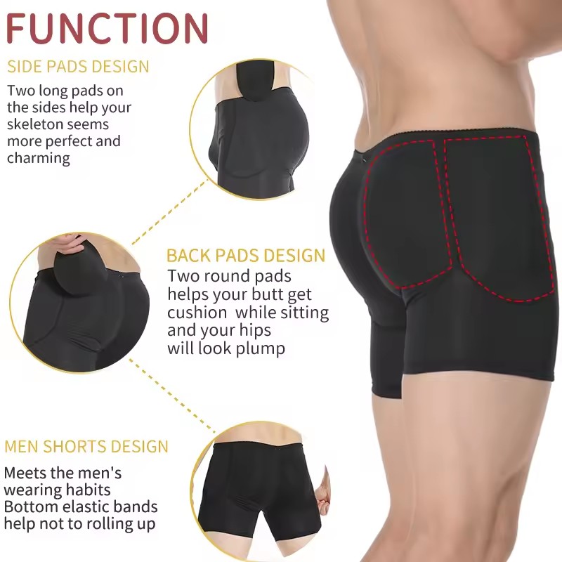 Men Padded Hip Enhancer Booty  - đánh giá và giá Boxer Brief Pack Cotton